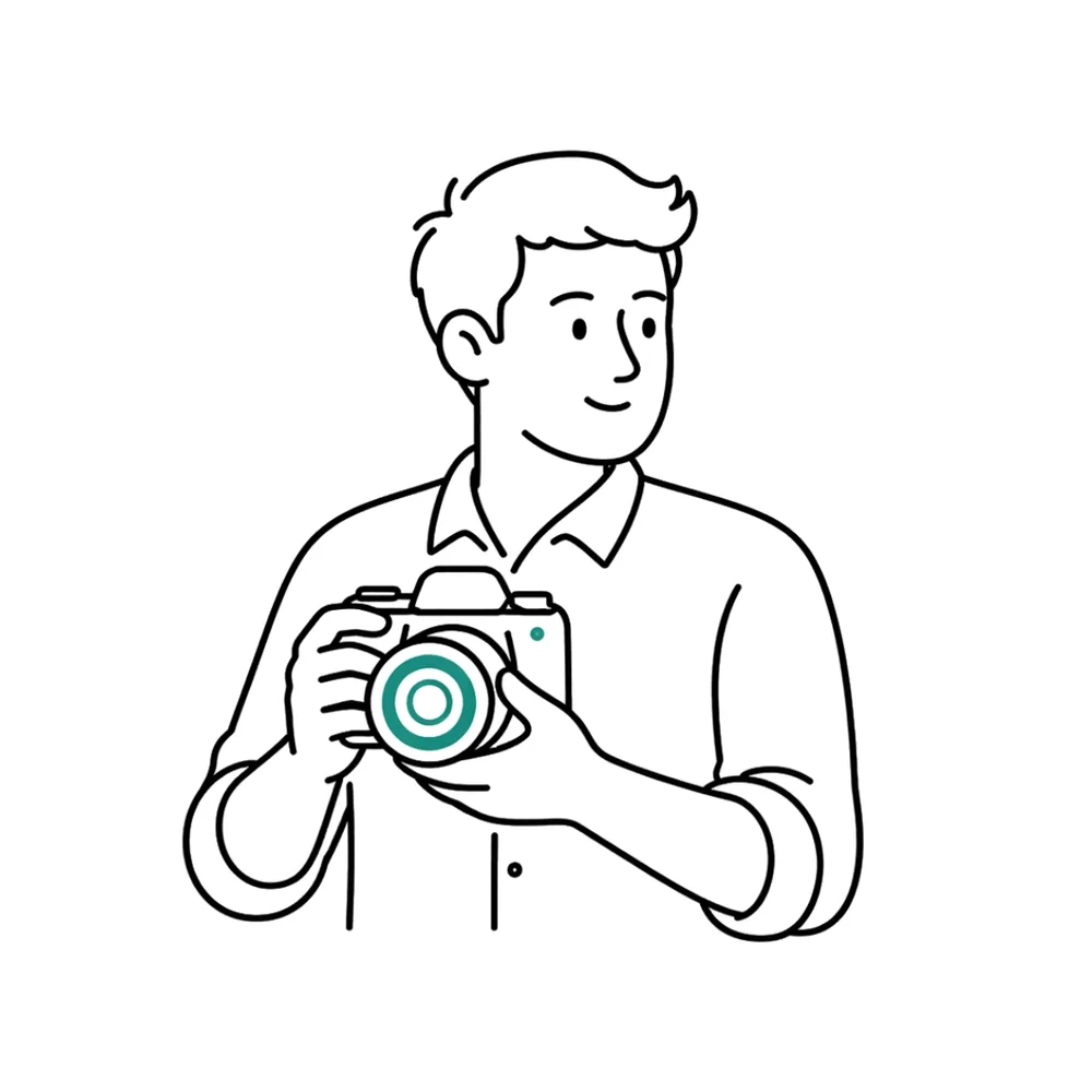 Ilustración de fotógrafo usando una cámara
