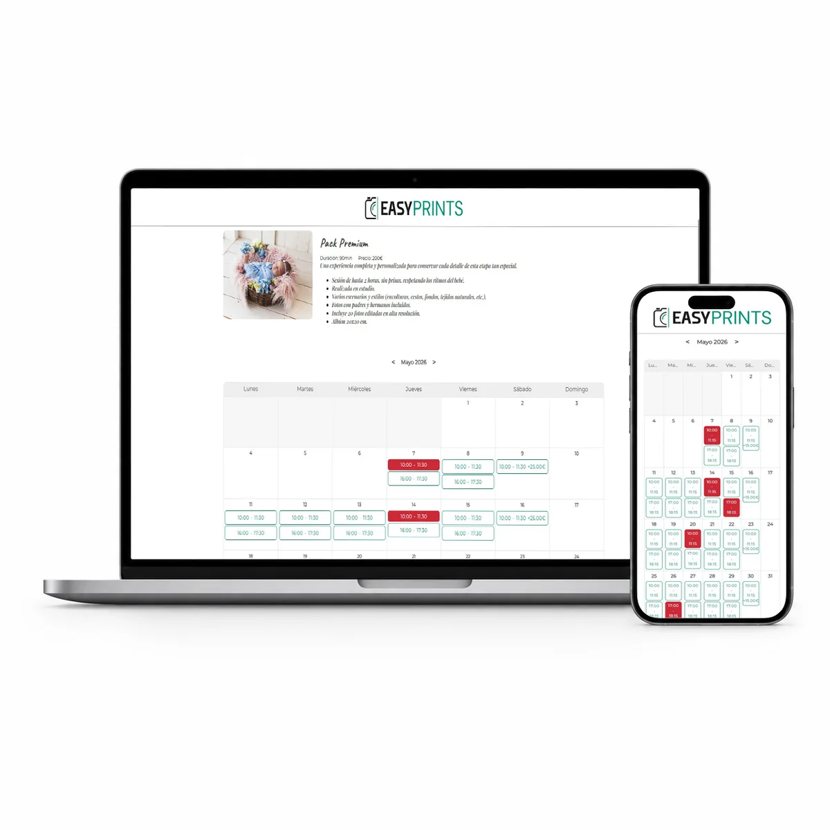 Sistema de reservas online para fotógrafos