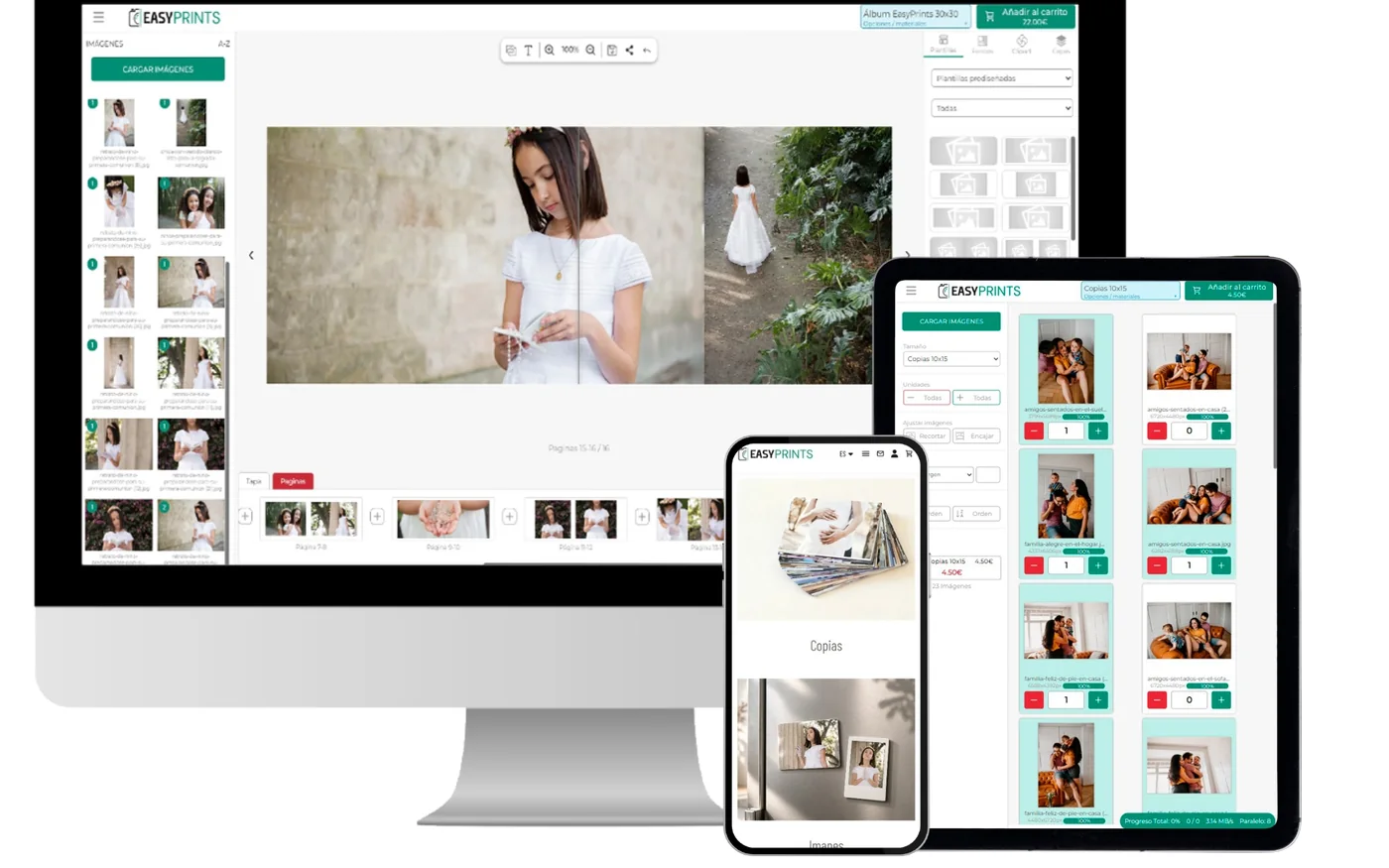 Pantalla de Easy-Prints mostrando herramientas conectadas para tienda fotográfica