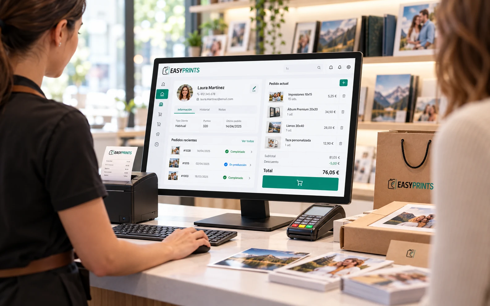 Easy-Prints TPV gestionando clientes y pedidos