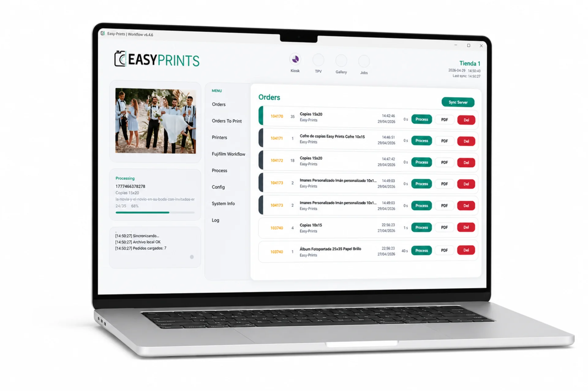 Pedidos descargados a través de Easy-Prints Workflow