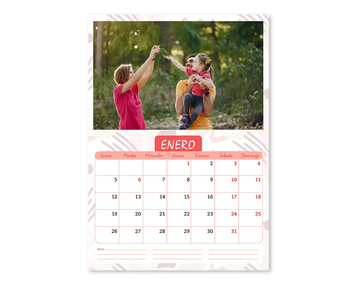 Calendario Mensual Rojo