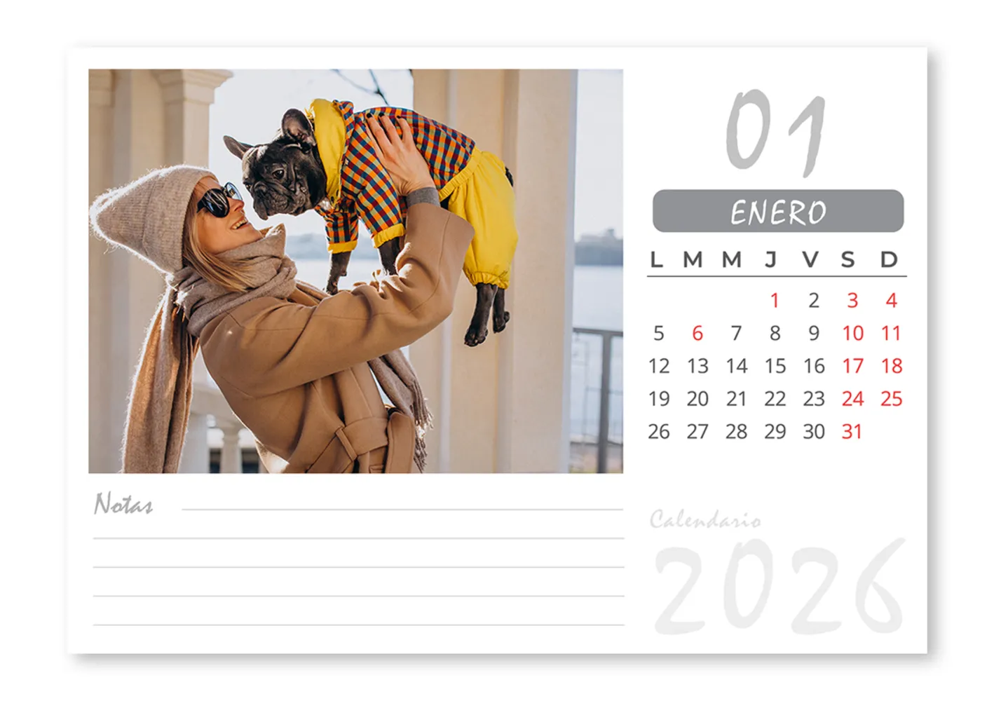 Calendario Sobremesa Negro