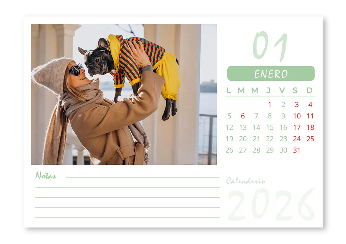 Calendario Sobremesa Verde