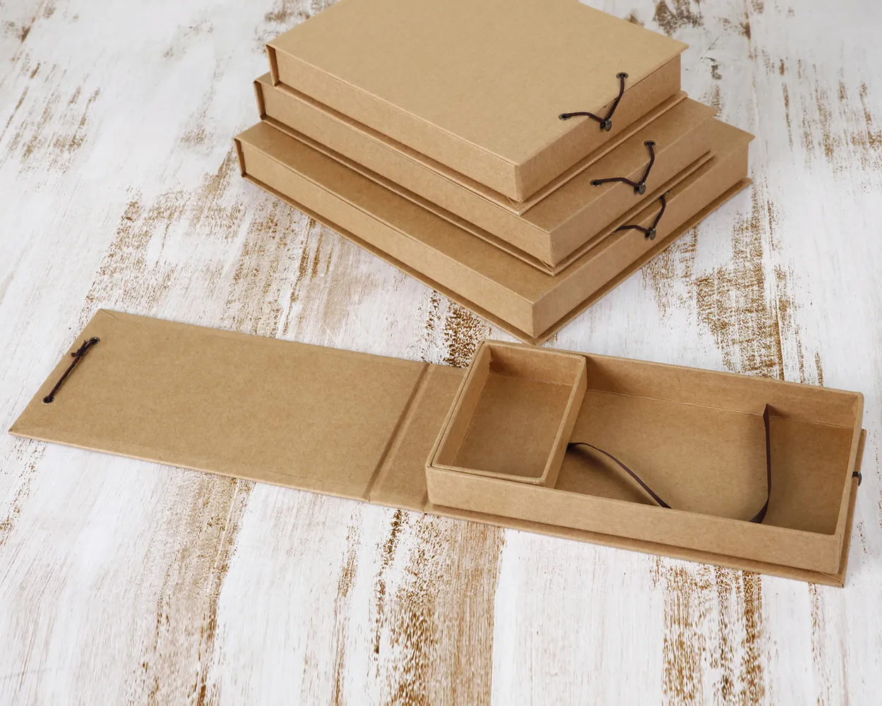 Caja kraft para fotos, con apartado