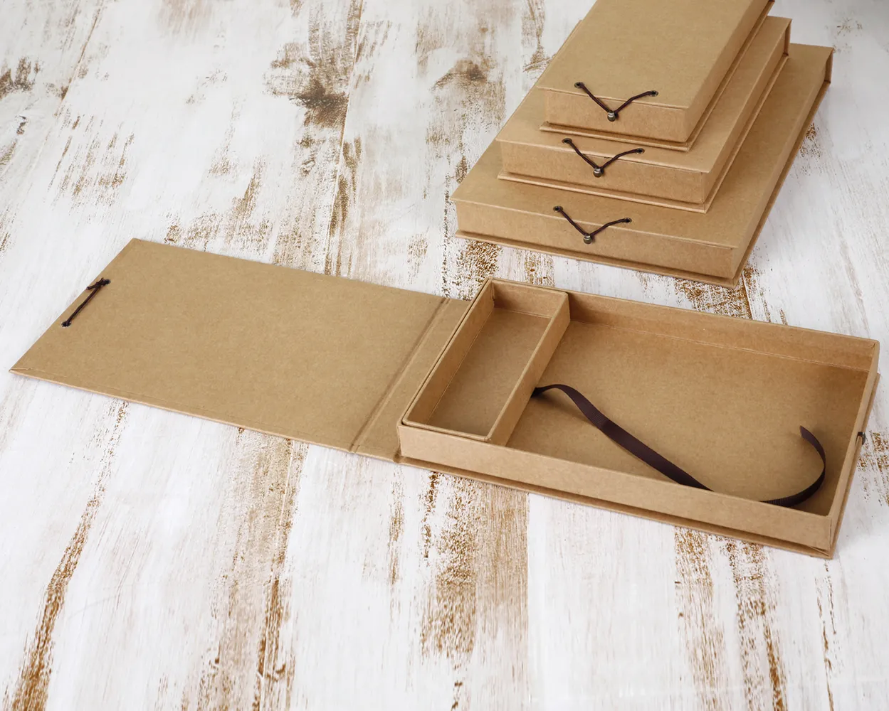 Caja kraft para fotos, con apartado