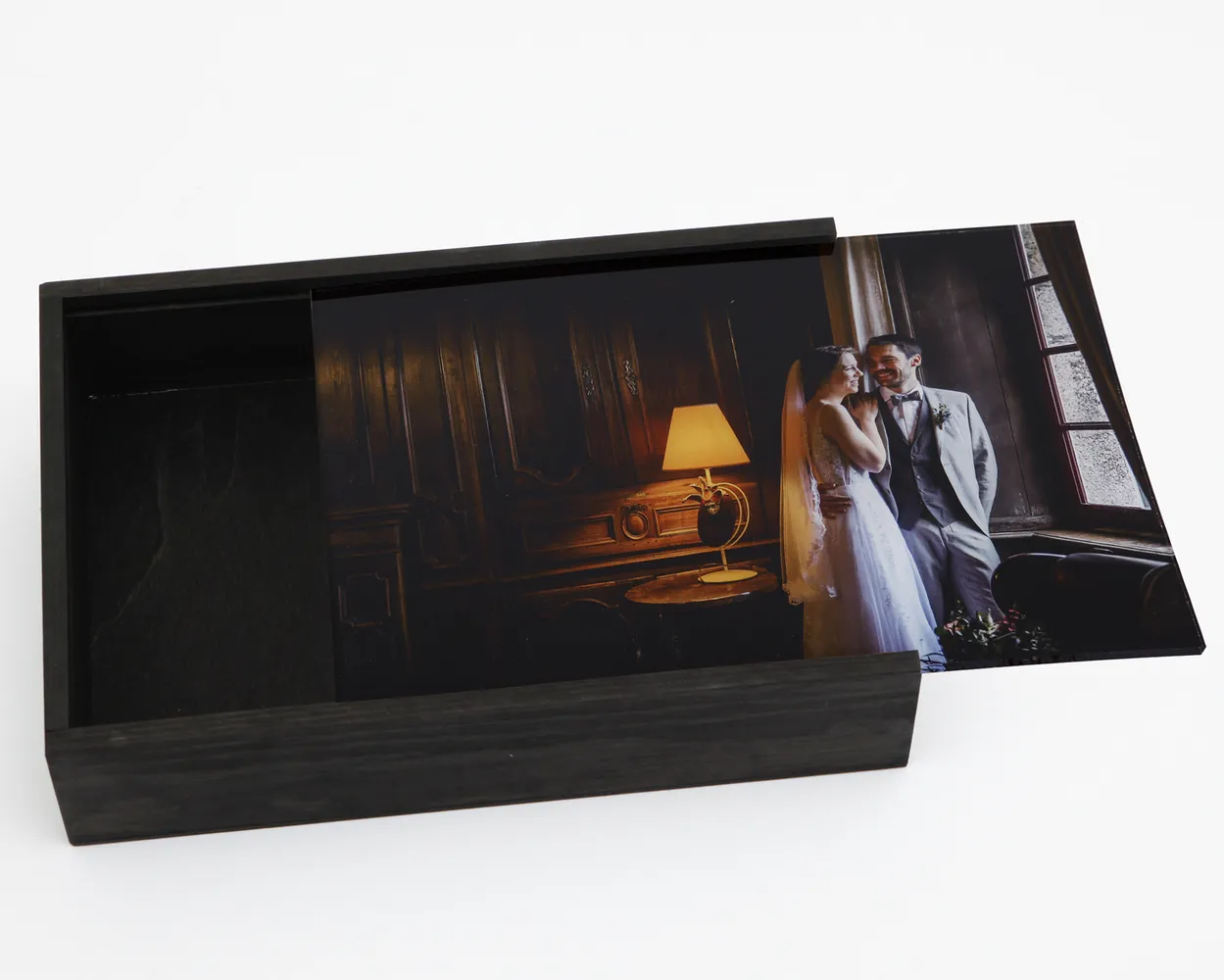 Cajas de madera con hueco - Tapa de madera con Foto