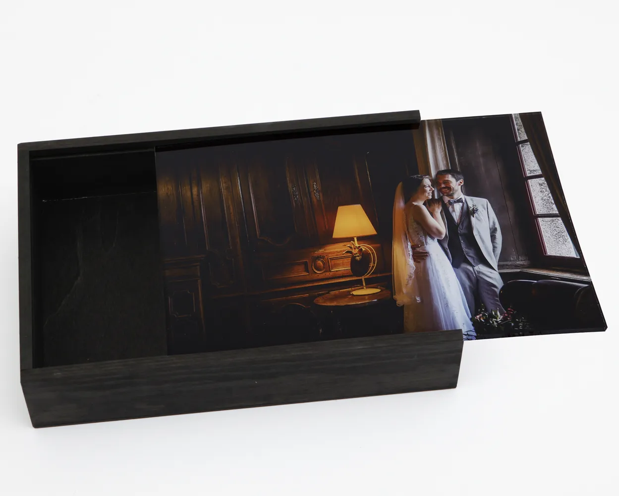 Cajas de madera con hueco - Tapa de metacrilato con Foto