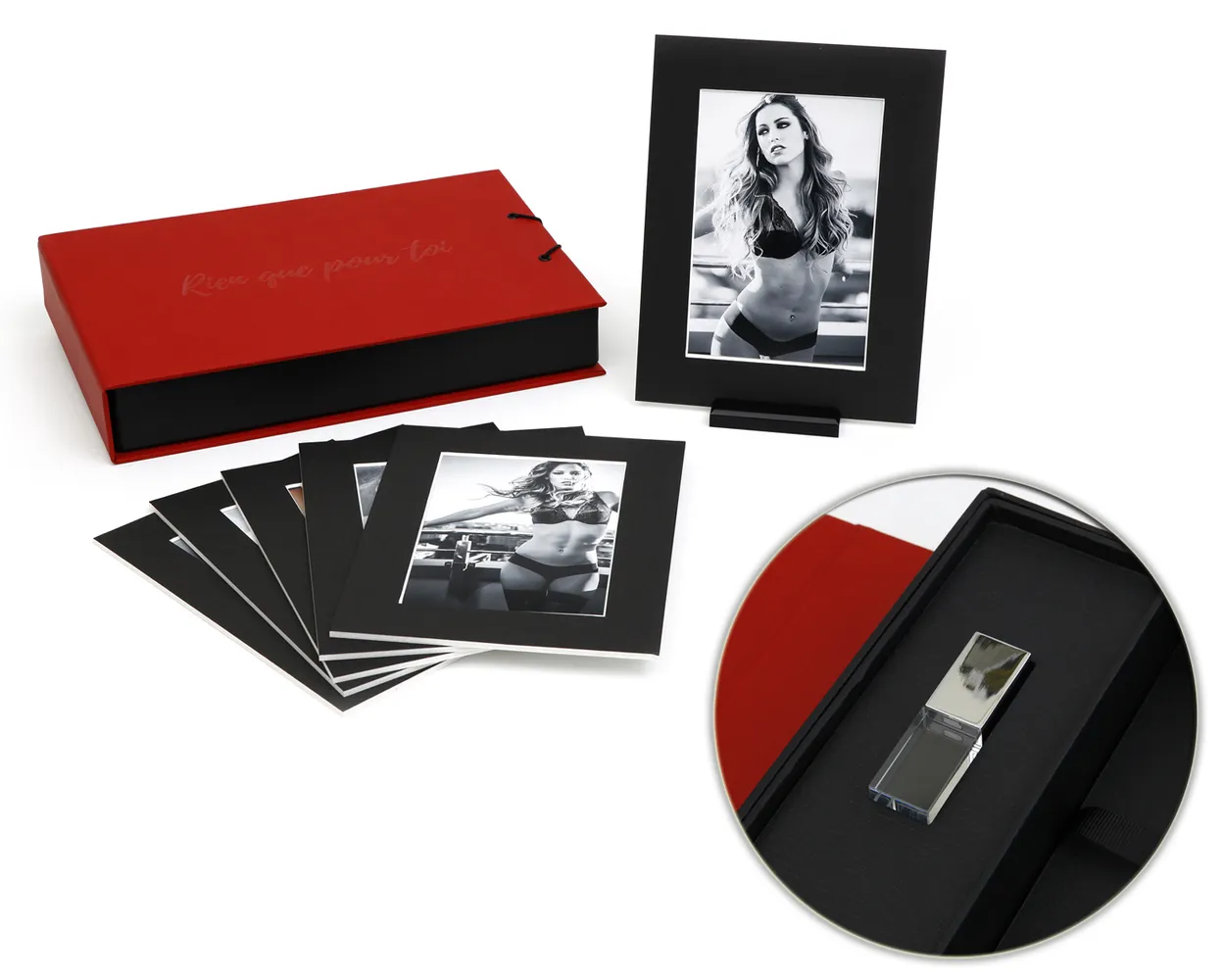 Caja Cartón Boudoir Foto 15x20cm + Apartado USB