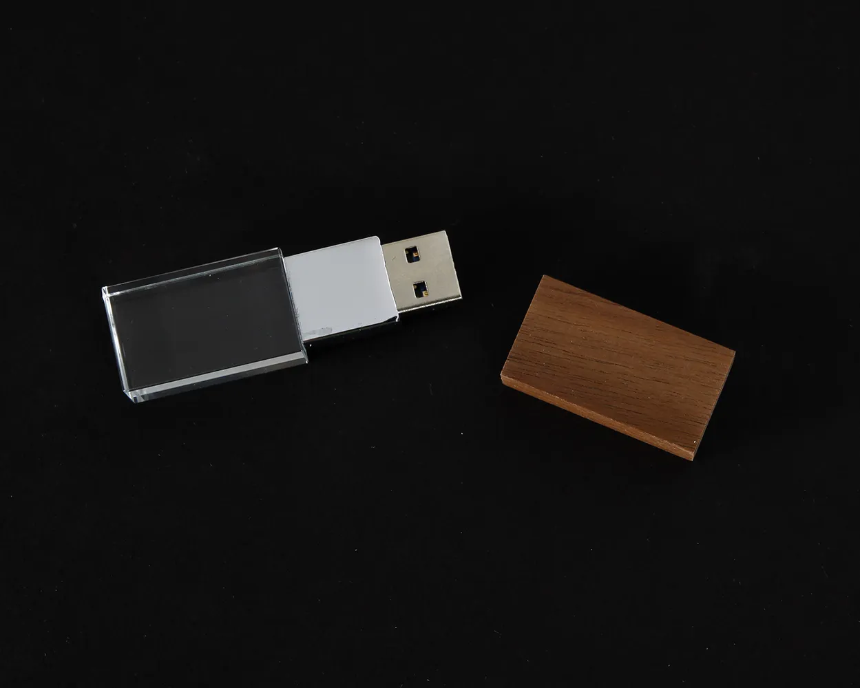 USB Cristal madera - metal