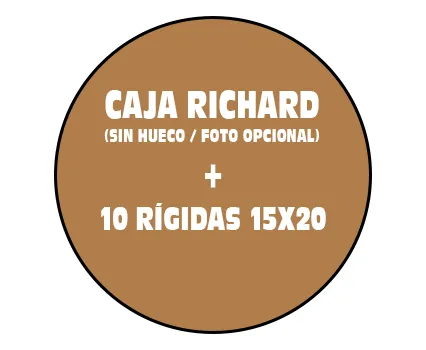 Pack caja Richard sin hueco + 10 rígidas 15x20