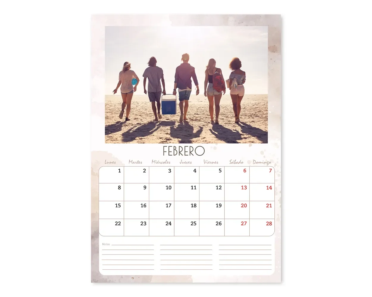 Calendario Mensual Beige